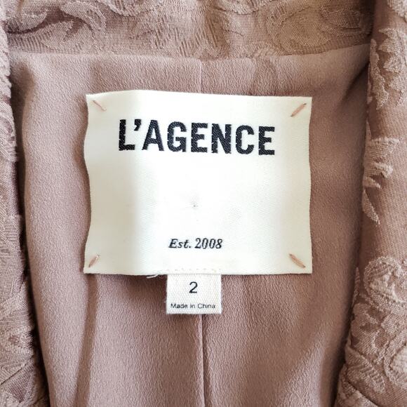 L'AGENCE brocade jacquard golden brown caramel single breasted blazer jacket 2 - Picture 5 of 5